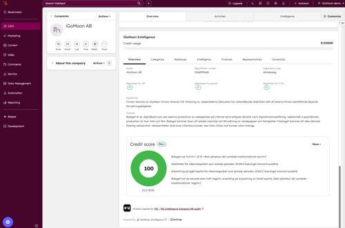 Men iGoMoon Intelligence så får du svensk affärsdata berikat direkt i HubSpot